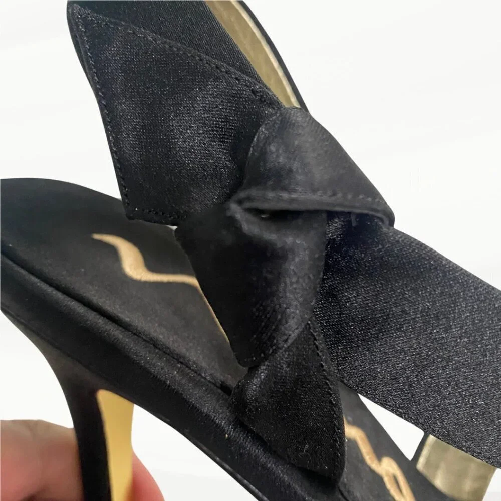 Nina Vitoria Black Luster Sandal, 3.5" Heels, Size 7.5 M US, 37.5 EU - Picture 7 of 11